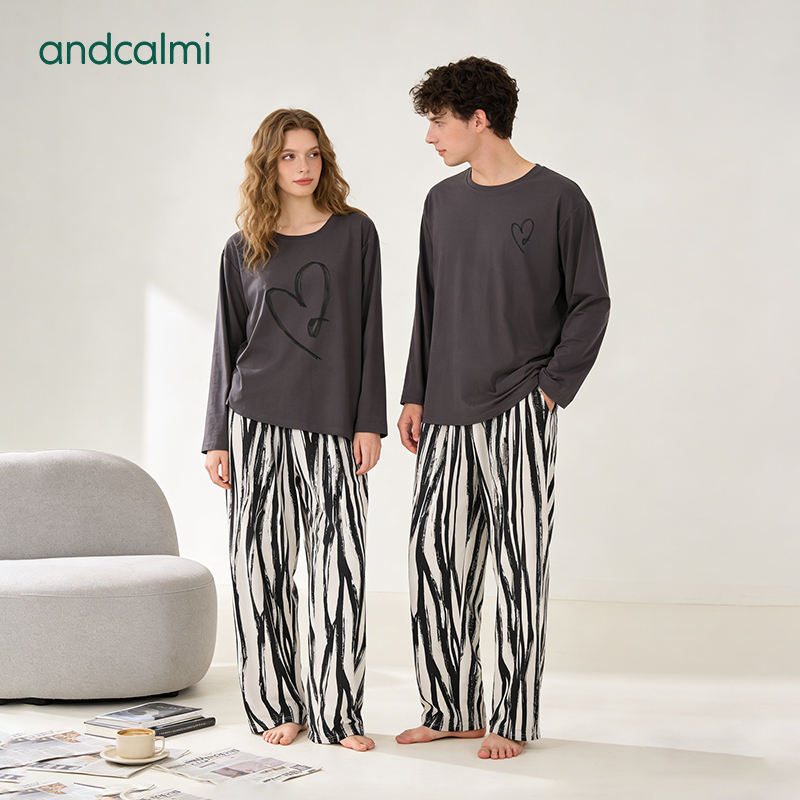 Couple Cotton Striped Long Sleeve Pajama Set Spring Autumn
