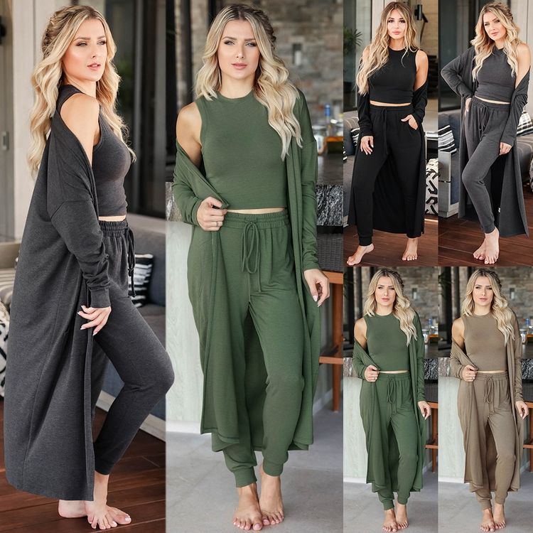 Women Solid Notched Blazer Vest Pants Three-Piece Business Suit Set