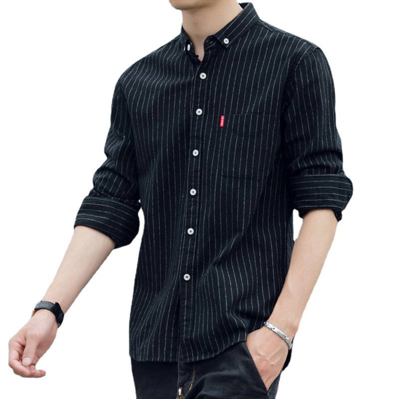 Men's Solid Color Business Casual Long Sleeve Shirt