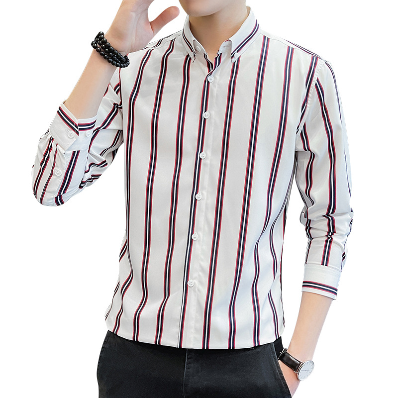 Men's Print Striped Long Sleeve Casual Shirt