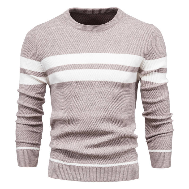 Men's Striped Round Neck Casual Knit Sweater