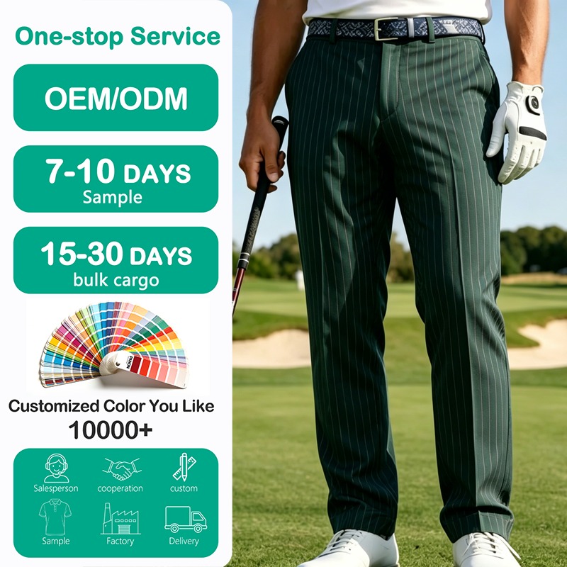 Men's Golf Vertical Stripe Tapered Pants Quick-Drying Stretch Business Casual